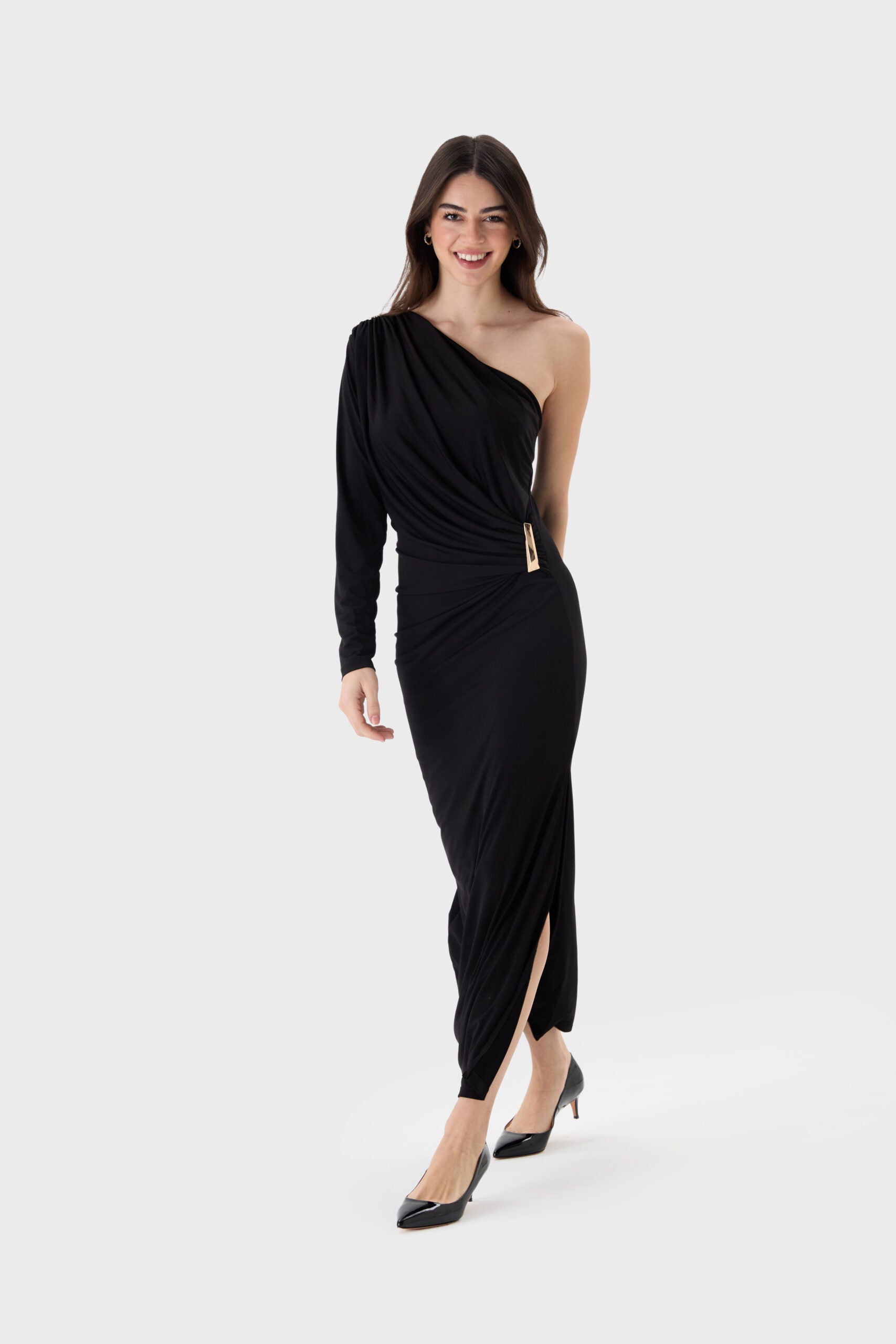 strapless open back dress Perry One-Shoulder Draped Maxi Dress – Storytellers