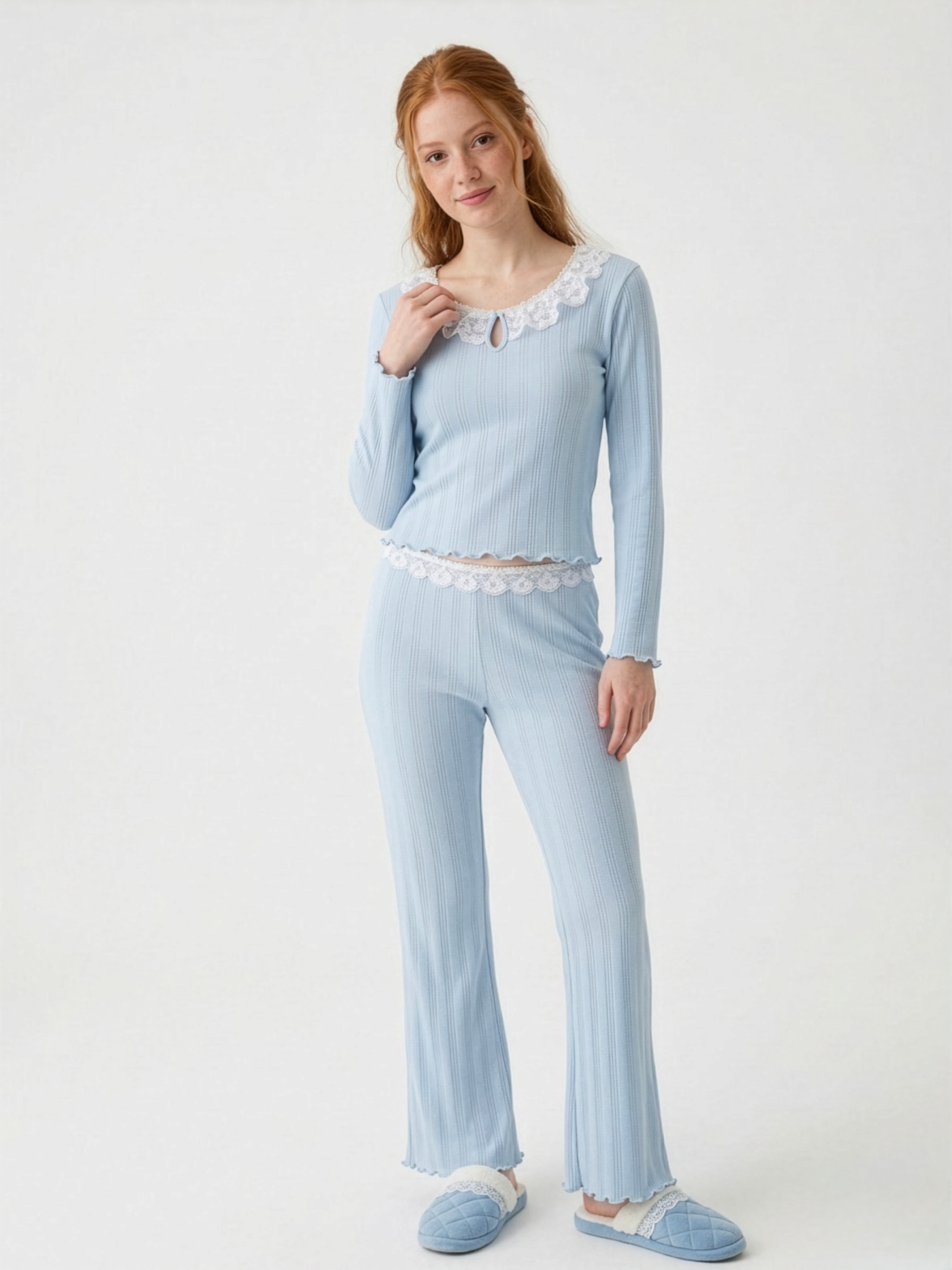 Nostaljik Pointelle Pijama Takımı