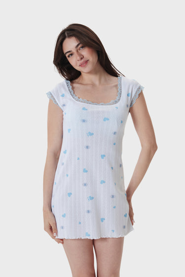 Printed Pointelle Lace Nightgown