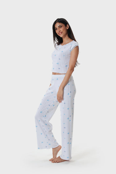 Printed Pointelle T-shirt & Pants Set
