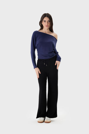Relaxed Cropped Sweatshirt & Wide-Leg Pant Set image