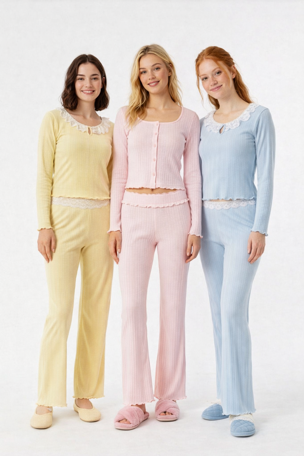 Nostaljik Pointelle Pijama Takımı